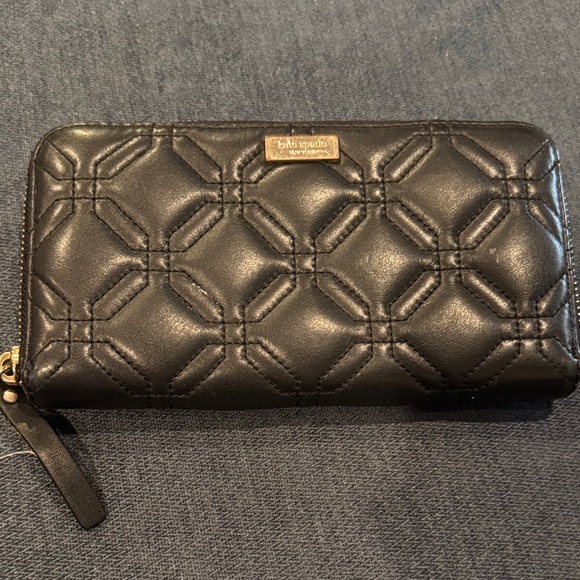 kate spade Handbags - Kate Spade Black Quilted Zip Wallet